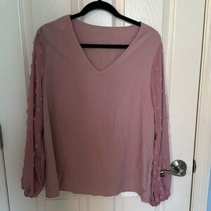 Dusty Pink V-Neck Blouse